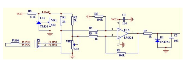 pt100熱電阻的測溫電路
