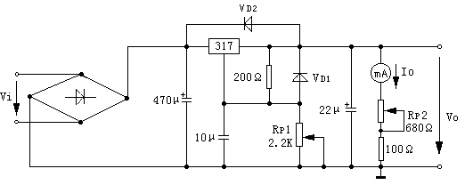 并聯(lián)型穩(wěn)壓電源電路圖1