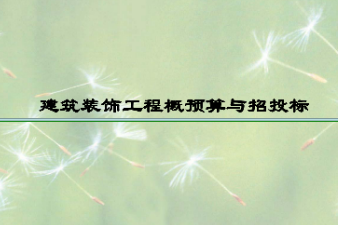 <em>課件</em>：建筑裝飾<em>工程技術</em><em>專業</em>《建筑裝飾工程預算—建筑裝飾工程概預算與招投標<em>緒論</em>》